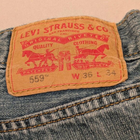 Levi's 559 Jeans Mens 36 x 34 100% Cotton Very Good Condition Medium Wash - Picture 14 of 16